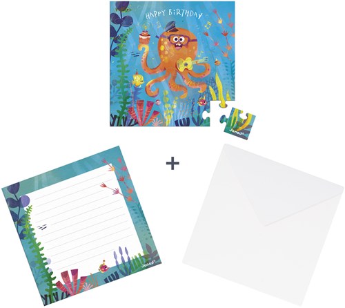 Janod puzzelkaart verjaardagskaart octopus - educatief speelgoed-2
