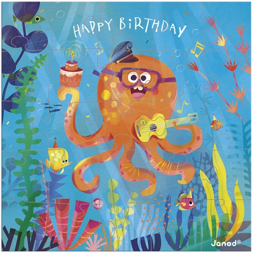 Janod puzzelkaart verjaardagskaart octopus - educatief speelgoed-3
