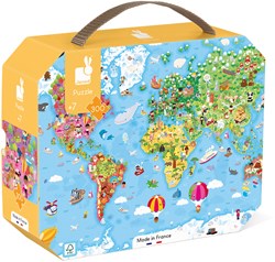 Janod puzzle carte du monde - Géant 300 pièces jouet éducatif