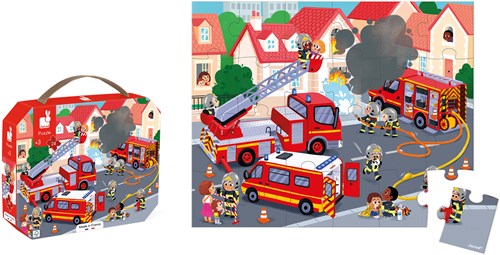 Janod puzzel brandweer - kartonnen legpuzzel 24 stukjes kind-2