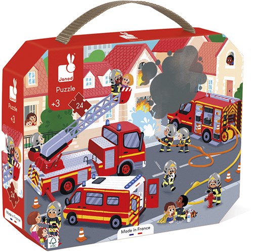 Janod puzzel brandweer - kartonnen legpuzzel 24 stukjes kind-3