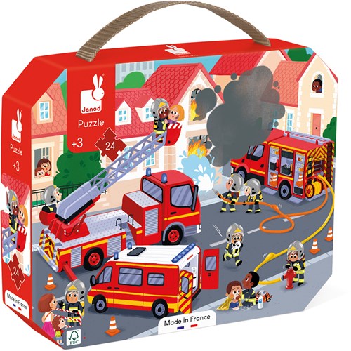 Janod puzzel brandweer - kartonnen legpuzzel 24 stukjes kind