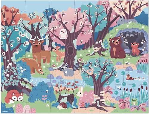 Janod Magische Puzzel - Bos dieren - Glow in the dark puzzel 24 stukjes-2