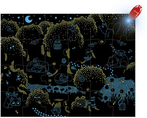 Janod Magische Puzzel - Bos dieren - Glow in the dark puzzel 24 stukjes-3
