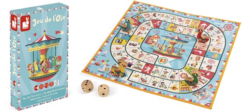 Janod ganzenbord spel - Carrousel houten familiespel kermis thema-2