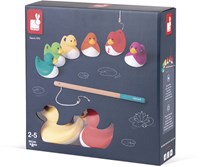 Janod visspel - badspeelgoed eendjes met houten hengels en opbergtas-3