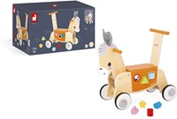 Janod loopwagen ezel - houten duwwagen met vormenstoof voor peuters-3