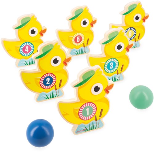 Janod jeu de quilles en bois - Applepop canards bowling pour enfants-3