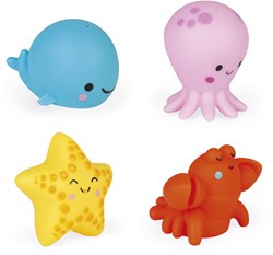 Janod badspeelgoed - zeedieren spuitfiguren voor in bad - kleurrijk en duurzaam