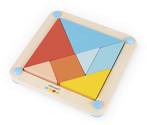 Janod tangram houten educatief speelgoed - kleurrijke puzzel voor kinderen
