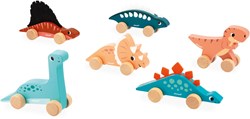Janod jouet dinosaure en bois - Dinos pratiques - jouet à pousser
