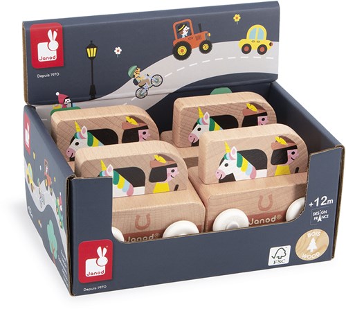 Janod houten eenhoornbus - fantasie speelgoed voor kinderen