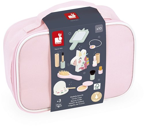 Janod Unicorn - Beautycase met houten make-up accessoires voor kinderen