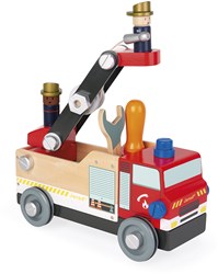 Janod camion de pompiers en bois - Brico'kids set de construction - 45 pièces