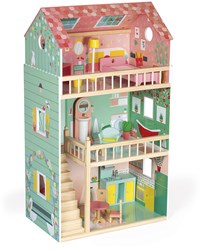 Janod maison de poupée bois Happy Day - grande maison avec meubles