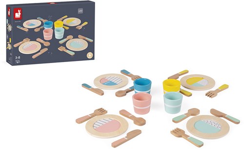 Janod vaisselle en bois - service pour enfants et jeu d’imitation-2