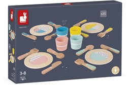 Janod vaisselle en bois - service pour enfants et jeu d’imitation