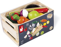 Janod houten speelgoed Groente en Fruit Maxi Set Green Market - snijset