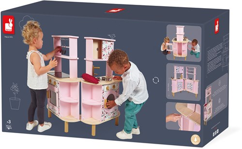 Janod houten speelgoedkeuken Twist met licht en geluid - inclusief accessoires