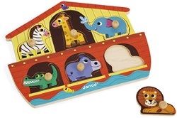 Janod houten knoppuzzel De ark van Noach - 6 stukjes - educatief speelgoed