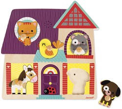Janod houten geluidenpuzzel Mijn kleine vrienden - 5 stukjes