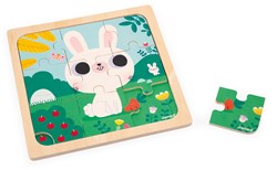 Janod puzzel - houten konijn wit legpuzzel voor kinderen