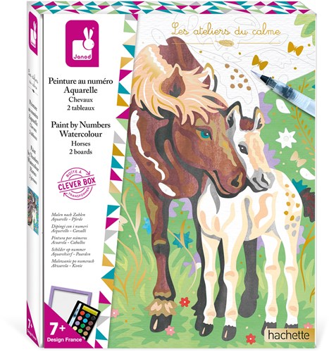 Janod peinture par numéros chevaux - kit créatif pour enfants