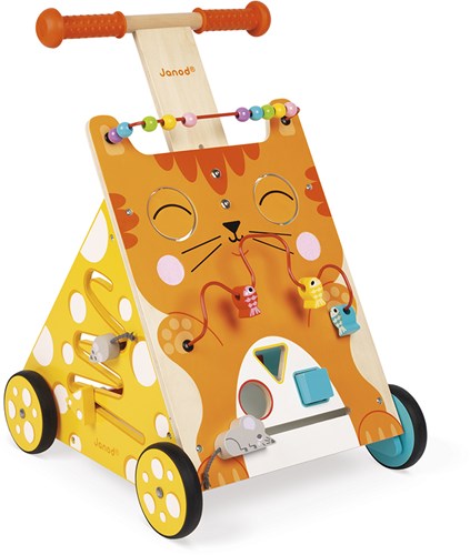 Janod houten loopwagen kat - activiteiten duwwagen voor peuters-3