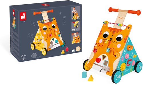 Janod houten loopwagen kat - activiteiten duwwagen voor peuters-2
