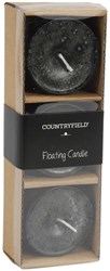 Countryfield drijfkaarsen zwart luxe sfeerkaarsen set 3 stuks