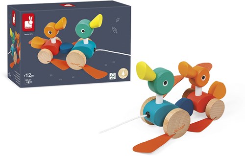 Janod jouet à tirer en bois - Famille de canards - motricité bébé-3