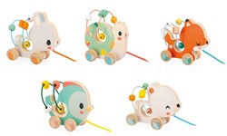 Janod houten baby speelgoed - Looping trekfiguurtjes dieren FSC