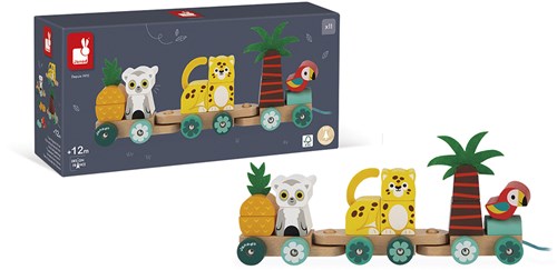 Janod Tropik - Houten Trekfiguur Trein Tropen Express - Educatief Speelgoed-3