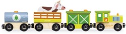 Janod houten boerderij trein - magnetische speelgoedtrein voor kinderen