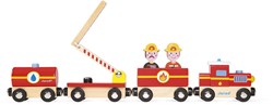 Janod Brandweer speelgoedtrein - houten treinset voor kinderen