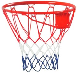 HOT Sports + Toys basketbalnet rood wit blauw nylon voor basketbalring