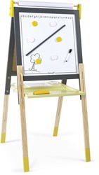 Janod houten schoolbord - magnetisch krijtbord grijs-geel verstelbaar