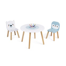 Janod houten tafel en 2 stoelen - Polar kinderspeelset