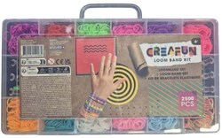 Creafun loomband knutselset 2500 stuks kleurrijke elastiekjes