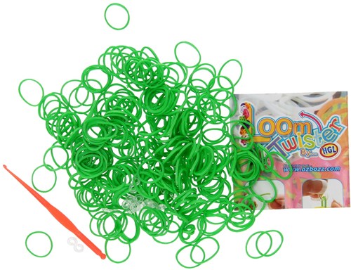 Loombands geur groen 300 stuks met haaktool en S-clips creatief speelgoed-2