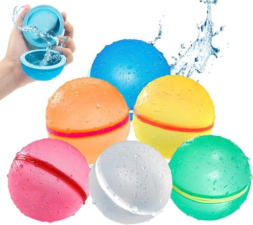 Kakuna 6 herbruikbare hervulbare waterballonnen zelfsluitend met magneet sluiting - waterspel / waterspeelgoed voor kinderen - badspeelgoed