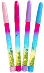 Glitter balpen regenboog - kleurrijke pen met glinsterende vloeistof