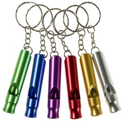 Porte-clés sifflet métal noir - gadget jouet pour enfants