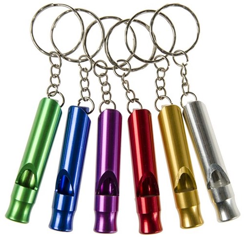 Sleutelhanger fluit metaal zwart - speelgoed gadget voor kinderen