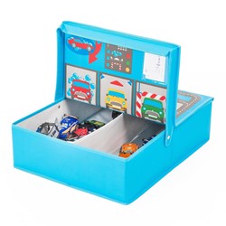 Pop it Up Speelbox Garage - Opbergdoos & Speelmat - Opbergbox die past onder het bed - Speelgoedkist voor auto's & ander speelgoed - Jongens & meisjes