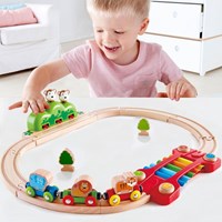 Hape houten treinbaan muzikale aapjes - jungle speelgoedset-3