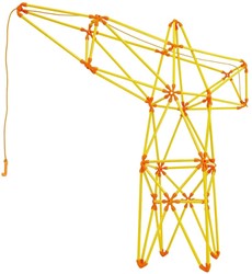 Hape bouwset hijskraan bamboe constructiespeelgoed geel