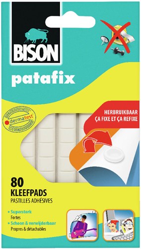 Bison kleefpads patafix wit 80 stuks - herbruikbare lijm