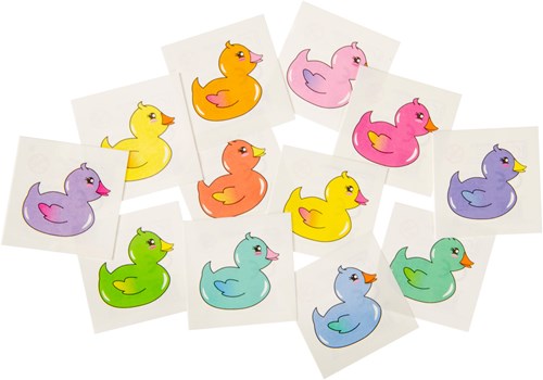 Tatouages canetons colorés temporaires fête enfants 12 pièces-2