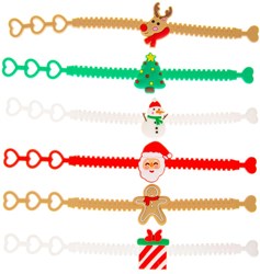Bracelet Noël caoutchouc lot de 12 bracelets colorés pour enfants